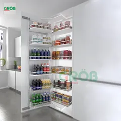 Tủ đồ khô 6 tầng 12 rổ Inox 304 nan dẹt  Grob GC304-660  - lắp cánh mở 600mm - hàng chính hãng