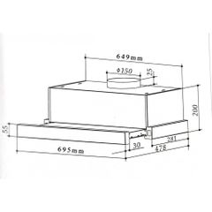 Máy Hút Mùi ABER Classic Âm Tủ Model AB700KC - Khử Mùi Than Hoạt Tính, Công Suất 550m³/h, Bảo Hành 3 Năm, Inox Không Gỉ