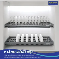 Kệ Chén Eurogold Inox 304 Cao Cấp - Đồ Gia Dụng Nhà Bếp Lắp Tủ Treo, 2 Tầng Tiện Dụng, Khay Hứng Nước