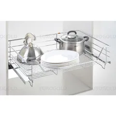 Giá xoong nồi Eurogold inox 304 âm tủ - Ray giảm chấn, khay hứng nước nhựa, thiết kế sang trọng, tiện lợi cho nhà bếp