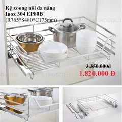 Kệ Xoong Nồi Đa Năng Eurogold INOX 304 - Giá Bát Đĩa Tủ Bếp Dưới Chống Rỉ, Ngăn Nắp và Hiện Đại