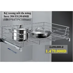 Kệ Xoong Nồi EUROGOLD Inox 304 Nan Tròn - Giá Đựng Nồi Tủ Bếp Dưới, Giúp Sắp Xếp Ngăn Nắp và Gọn Gàng