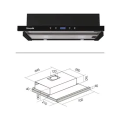 Máy Hút Mùi Âm Tủ Cảm Ứng D'mestik ES4970 DMK Đen - Đèn LED Tiết Kiệm Điện, 2 Chế Độ, Bảo Hành 3 Năm