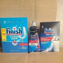 Combo 3 Sản Phẩm Rửa Bát FINISH - Viên Rửa 100 Viên, Muối 1.2Kg, Nước Làm Bóng 800ML - Hàng Chính Hãng Châu Âu
