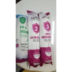 Bộ Lõi 123 Mutosi Chính Hãng - Bộ Lõi Lọc Thô Máy Lọc Nước RO - Lõi PP5, OCB-GAC, PP1 Cho Nước Sạch Nguyên Chất