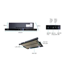 Máy hút mùi âm tủ Ecalite EH-AT700T - Ngang 70 cm - Điều khiển cảm ứng 3 tốc độ - Hàng chính hãng - BH 3 năm