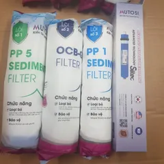 Bộ 9 lõi lọc nước Motusi - Lõi 123 thường cho máy lọc nước, bao gồm lõi PP, OCB-GAC, RO, T33, hồng ngoại, khoáng chất và kiềm.