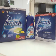 Muối làm mềm nước rửa bát tinh thể SOFISH 1.6kg - Giải pháp bảo vệ máy rửa chén, ngăn cặn canxi, bát đĩa sạch bóng
