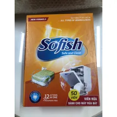 Viên rửa bát Sofish 50 Viên - Sạch vượt trội, đánh bay vết bẩn cứng đầu - An toàn cho máy rửa chén gia đình