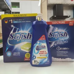Viên rửa bát Sofish 50 Viên - Sạch vượt trội, đánh bay vết bẩn cứng đầu - An toàn cho máy rửa chén gia đình