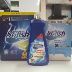 Viên rửa bát Sofish 50 Viên - Sạch vượt trội, đánh bay vết bẩn cứng đầu - An toàn cho máy rửa chén gia đình