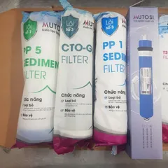 Bộ 9 Lõi Thay Thế Máy Lọc Nước Mutosi Tủ Nhỏ MP-S106-H - Bao Gồm Lõi PP5, CTO-GAC, RO, T33, Bioceramic, Mineral, Nanosilver