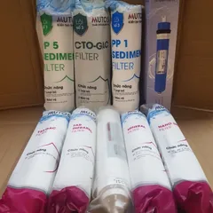 Bộ 9 Lõi Thay Thế Máy Lọc Nước Mutosi Tủ Nhỏ MP-S106-H - Bao Gồm Lõi PP5, CTO-GAC, RO, T33, Bioceramic, Mineral, Nanosilver