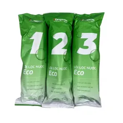 Combo Bộ 3 Lõi Lọc Nước Kangaroo ECO - Lõi Lọc Thô 5 Micron, Than Hoạt Tính, PP 1 Micron - Thiết Bị Gia Dụng An Toàn