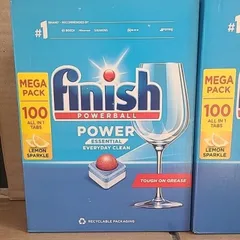 Hộp 100 Viên Rửa Bát Finish Essential Lemon - Sạch Sâu, Chất Lượng EU, Dùng Cho Nhiều Loại Máy Rửa Bát