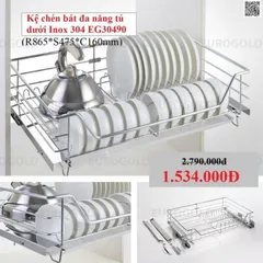 Kệ chén bát EUROGOLD inox 304 nan tròn, kệ chén bát đa năng tủ bếp dưới