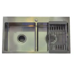 Chậu rửa Inox 2 hộc đều 8245D , Chất liệu inox SUS304 cao cấp.