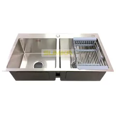Chậu rửa Inox 2 hộc đều 8245D , Chất liệu inox SUS304 cao cấp.