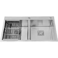 Chậu rửa Inox 2 hộc đều 8245D , Chất liệu inox SUS304 cao cấp.