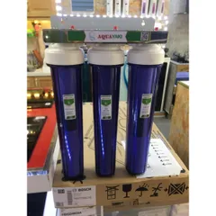 Bộ lọc thô đầu nguồn 20inc , 3 cốc lọc trong kèm lõi lọc , tay vặn