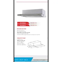 Máy Hút Mùi Âm Tủ Canzy CZ-C516I - Thiết Kế Hiện Đại, Sang Trọng, Công Suất 200W, Khử Mùi Than Hoạt Tính, Bảo Hành 3 Năm