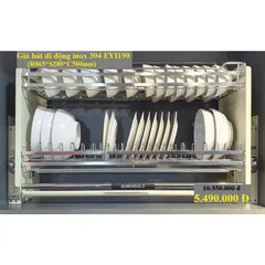 KỆ CHÉN NÂNG HẠ DI ĐỘNG EUROGOLD INOX 304 CAO CẤP - KHÔNG BỊ HAN GỈ