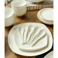 Bộ Dụng Cụ Bát Sứ Imperial 50 Món Trắng Cao Cấp - Bát Đĩa Chất Lượng An Toàn cho Gia Đình
