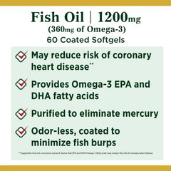 Viên Uống Dầu Cá Nature’s Bounty Fish Oil 1200mg - Omega-3 Dinh Dưỡng Hằng Ngày, Dễ Uống, Mỹ