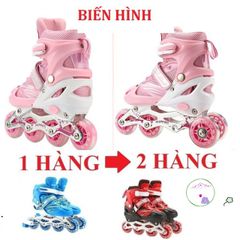 Giày Trượt Patin Biến Hình Cho Trẻ Em - Điều Chỉnh Từ 1 Hàng Sang 2 Hàng + Bộ Bảo Hộ ️ - Phiên Bản Mới tại Hanna Shop