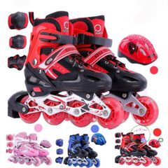 Giày Patin Cao Cấp Cho Trẻ Em & Người Lớn - Điều Chỉnh Kích Cỡ, Chất Liệu Đẹp, An Toàn Khi Sử Dụng, Màu Xanh & Đỏ Có Sẵn