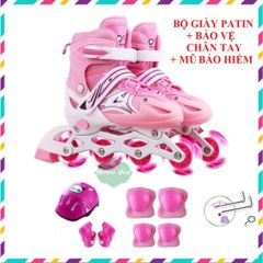 Giày Patin Trẻ Em Cao Cấp Có Thể Điều Chỉnh Size, Đèn Flash, Bộ Bảo Vệ Toàn Diện - Giày Trượt An Toàn Cho Bé 3-12 Tuổi