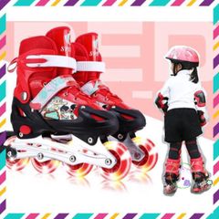Giày Patin Trẻ Em Cao Cấp Có Thể Điều Chỉnh Size, Đèn Flash, Bộ Bảo Vệ Toàn Diện - Giày Trượt An Toàn Cho Bé 3-12 Tuổi