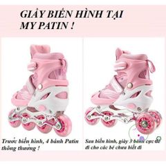 Giày Patin Power An Toàn Cho Trẻ - Điều Chỉnh Bánh Xe 2 Hàng, Phát Sáng, Dành Cho Bé Mới Học Trượt Patin