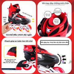 Giày Patin Batanh Sport Kèm Bộ Bảo Hộ - Bánh Xe Phát Sáng, Điều Chỉnh Kích Thước Cho Mọi Lứa Tuổi, Dành Cho Trẻ Em & Người Lớn