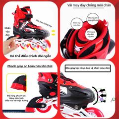 Giày Patin Điều Chỉnh Kích Thước Cho Trẻ Em & Người Lớn - Thể Thao, Đồ Chơi, Cánh Hỗ Trợ Trượt Mượt Mà, Nhiều Màu Sắc