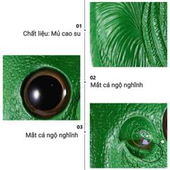 Mặt Nạ Quái Vật Cá Xanh - Phụ Kiện Cosplay Kinh Dị Vui Nhộn cho Halloween và Bữa Tiệc - Chất Liệu Silicon Cao Cấp