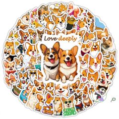 Bộ Sticker Chó Corgi Mông Bự Cute Chống Nước - Hình Dán Đa Dạng 5/20/40/100 Cái Cho Laptop, Mũ Bảo Hiểm, Vali
