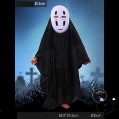 Bộ trang phục Vô Diện Halloween - Áo choàng đen, mặt nạ và găng tay đầy đủ phụ kiện cho lễ hội hóa trang ấn tượng