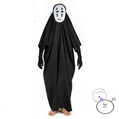 Bộ Hóa Trang Vô Diện Đen - Áo Choàng, Mặt Nạ và Găng Tay Dành Cho Halloween - Trang Phục Cosplay Chất Lượng Cao