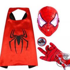 Bộ Hóa Trang Halloween 5 Món Người Nhện - Mặt Nạ, Áo Choàng & Găng Tay Cho Bé Siêu Anh Hùng, Chất Liệu Satin Mềm Mại, Đồ Chơi Cosplay