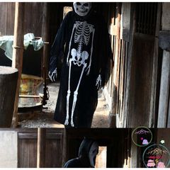 Áo choàng Halloween kèm mũ - Bộ trang phục hóa trang đầu lâu, xương, dơi, ma cà rồng - Phong cách Châu Âu ấn tượng