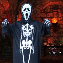 Áo choàng Halloween kèm mũ - Bộ trang phục hóa trang đầu lâu, xương, dơi, ma cà rồng - Phong cách Châu Âu ấn tượng
