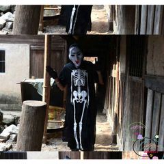 Áo choàng Halloween kèm mũ - Bộ trang phục hóa trang đầu lâu, xương, dơi, ma cà rồng - Phong cách Châu Âu ấn tượng