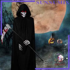 Bộ Hóa Trang Thần Chết 4 Món - Áo Choàng, Mặt Nạ, Lưỡi Hái & Găng Tay Cho Halloween - Thời Trang Kinh Dị Cho Trẻ Em