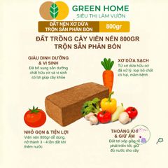 Đất Nén Hữu Cơ GreenHome 800gr - Viên Nén Phân Bón Tăng Trưởng Rau Hoa, Nở Gấp 5 Lần, Tiện Lợi, Tái Sử Dụng