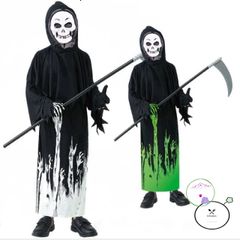 Bộ Đồ Halloween Thần Chết - Áo Choàng Bí Ẩn, Mặt Nạ, Bao Tay và Lưỡi Hái - Trang Phục Ma Quái Hoàn Hảo cho Dịp Halloween