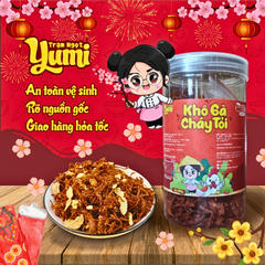 Khô Gà Cháy Tỏi Yumi - Đồ Ăn Vặt Thịt Xé Sợi Cay Thơm Nguyên Chất, Snack Việt Nam Tiêu Chuẩn An Toàn Vệ Sinh 200g/300g