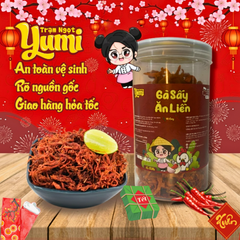 Gà Sấy Ăn Liền Yumi - Khô Gà Xé Sợi Vị Cay Nhà Làm, Snack An Toàn Vệ Sinh, Thực Phẩm Dinh Dưỡng 200g & 300g