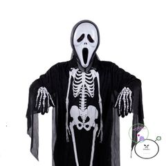 Bộ hóa trang Thần Chết Halloween cho bé - Áo bộ xương, mặt nạ, lưỡi hái và găng tay, Trang phục lễ hội ma độc đáo.