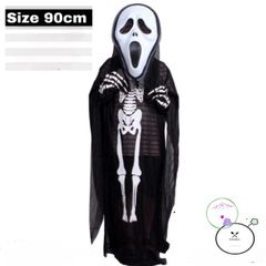 Bộ hóa trang Thần Chết Halloween cho bé - Áo bộ xương, mặt nạ, lưỡi hái và găng tay, Trang phục lễ hội ma độc đáo.